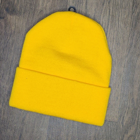 Plain Yellow beanie hat - Picture 2 of 2